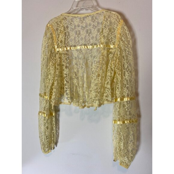 Vintage Yellow Lace & Satin Maxi Dress With Lace Jacket Size 9/10 - Picture 6 of 16